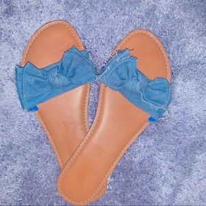 Jean bow tie sandals/ Slides